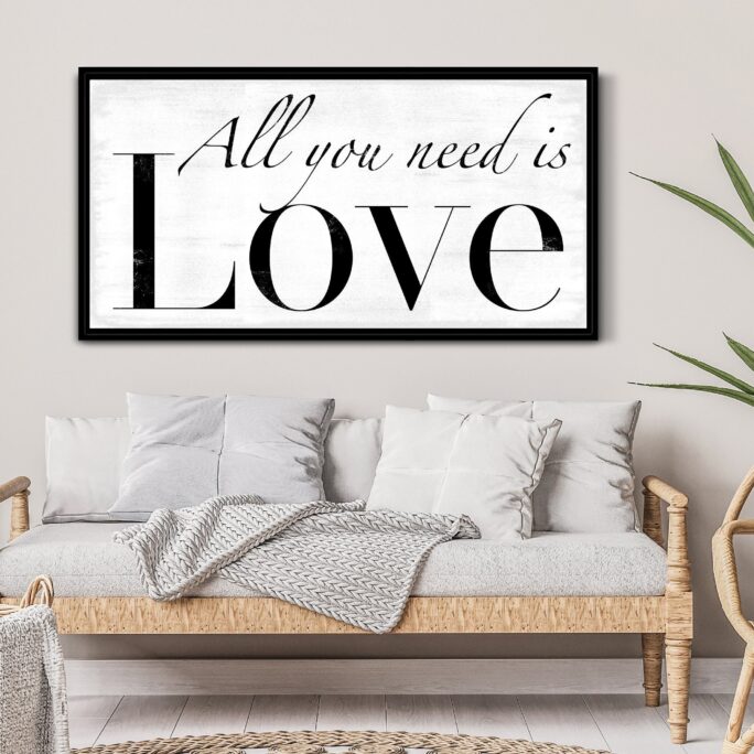 Faith Hope Love Sign, Wall Decor, Home Living & Bedroom Room Farmhouse Art, Large Canvas Print