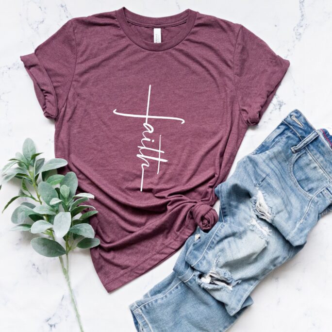 Faith Shirt, Christian Cross Tee, Religious Inspirational Motivational Shirt