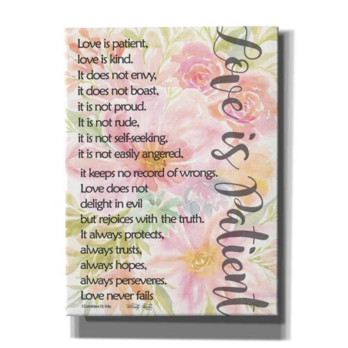 Floral Love Is Patient By Cindy Jacobs, Canvas Wall Art