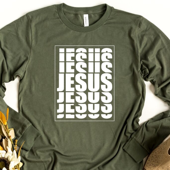 Jesus Long Sleeve Shirt, Christian Christ Faith Gift, Bible Verse Religion Shirt