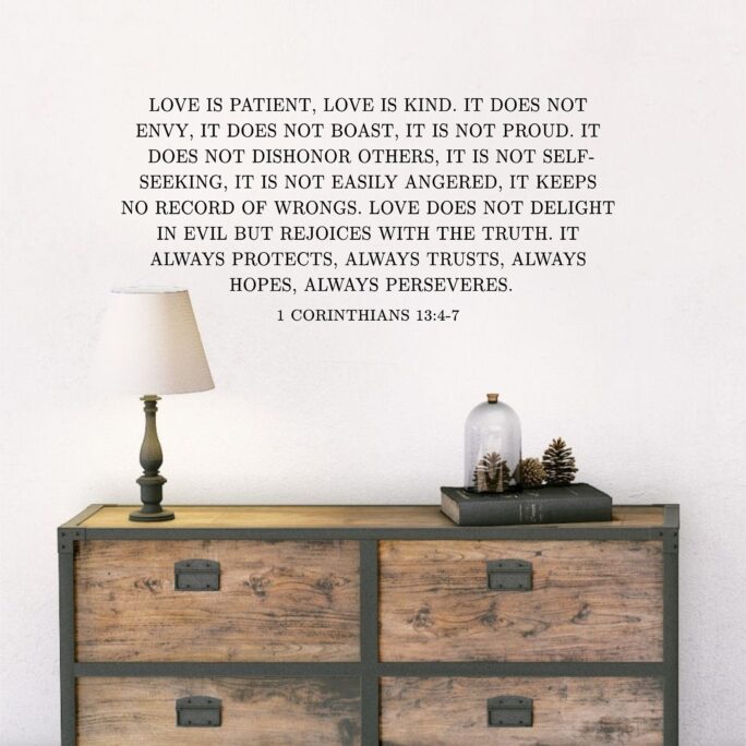 Love Is Patient Kind-1 Corinthians 134-7 - #3-Vinyl Wall Decal-Lettering - Dining Room - Quotes-Scripture - Farmhouse Decor - Home Decor