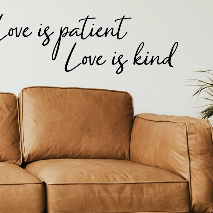 Love Is Patient Kind Cursive | Wall Decal Living Room Sticker Decor Family Lettering