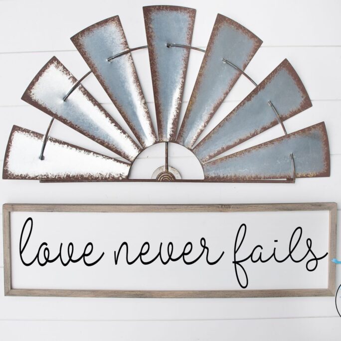 Love Never Fails - Wood Framed Sign Wedding Decor Anniversary Date Wall Art Personalized Gift