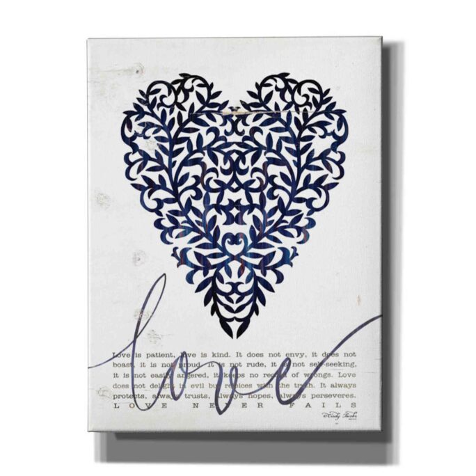 Love Never Fails in Navy By Cindy Jacobs, Canvas Wall Art