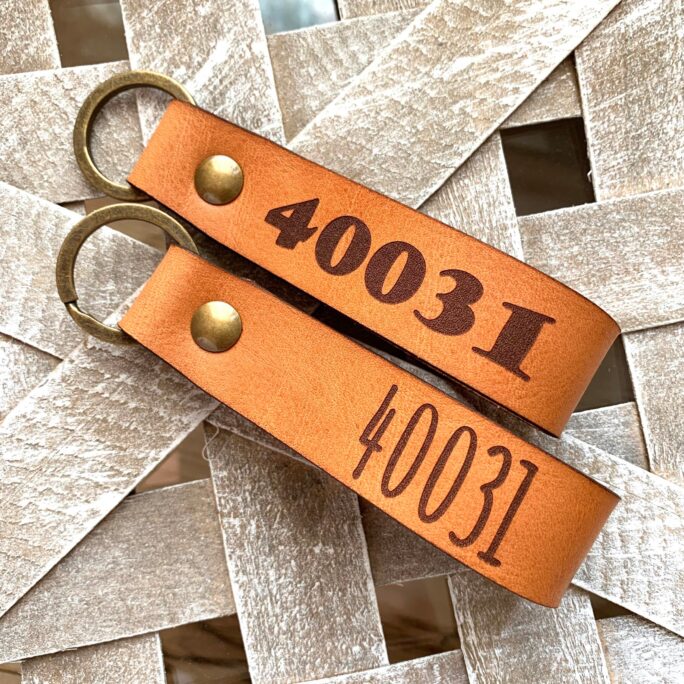 Personalized Zip Code Keychain - Leather Key Fob Gift For Groomsmen Special Place Full Grain Custom Key Fob