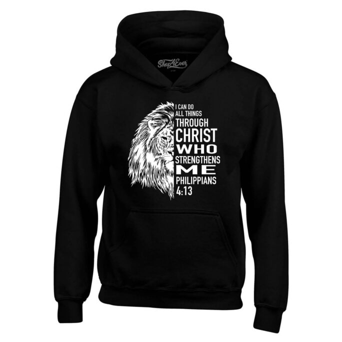 Philippians 413 Lion Verse I Can Do All Things Through Christ Hoodie Sweatshirts