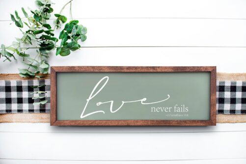 Scripture Wood Sign | Love Never Fails Wedding Gift Jw 1 Corinthians 138 Wall Art