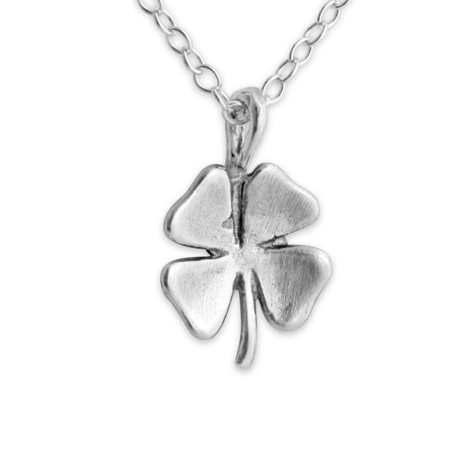 Solid 4 Leaf Clover Plant Symbol Of Good Luck Charm Pendant Necklace 925 Sterling Silver N0080S