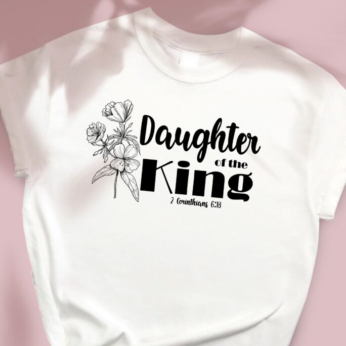 T-Shirt Daughter Of The King Floral Women's Christian T Shirt | Bible Verse 1 Corinthians 618 Unisex Jersey Short Sleeve Tee