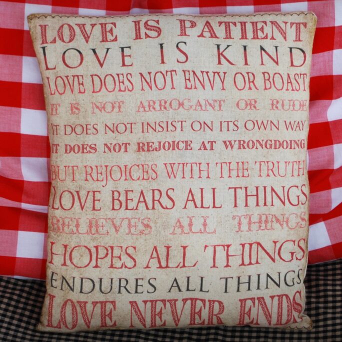 Valentines Day Corinthians Love Is Patient Kind Understanding Wedding Pillow
