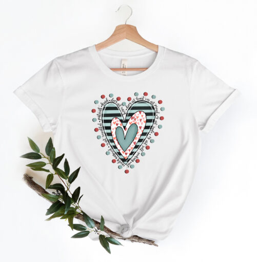 Valentines Day Shirt, Love Is Patient Kind, Hearts Valentine's Day Heart Cute Valentine Gift