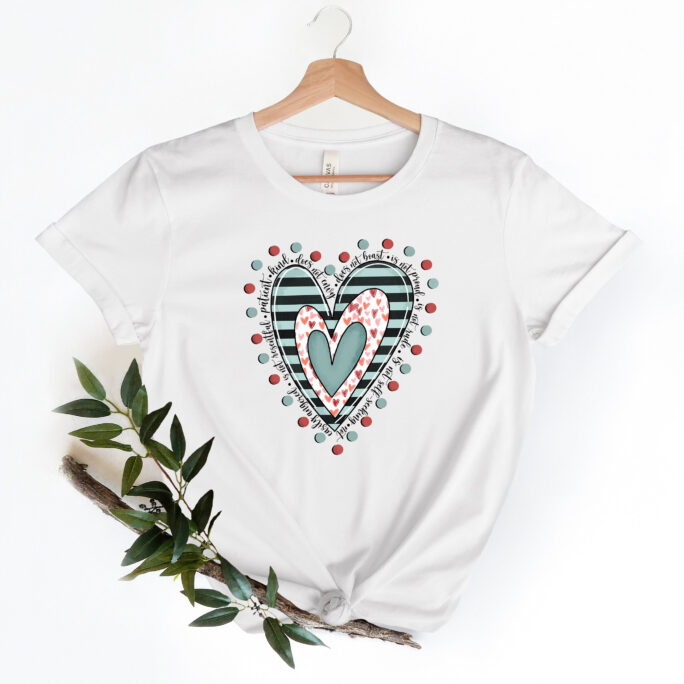 Valentines Day Shirt, Love Is Patient Kind, Hearts Valentine's Day Heart Cute Valentine Gift