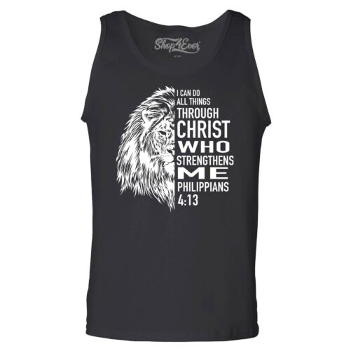 Philippians 413 Lion Verse I Can Do All Things Through Christ Men's Tank Top