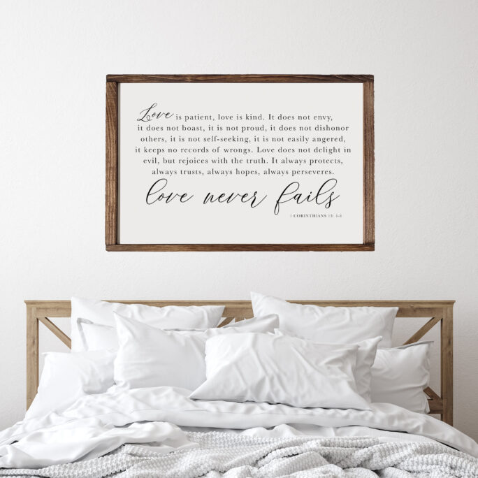 Scripture Wall Decor | Love Is Patient Kind Living Room Wood Framed Signs 1 Corinthians