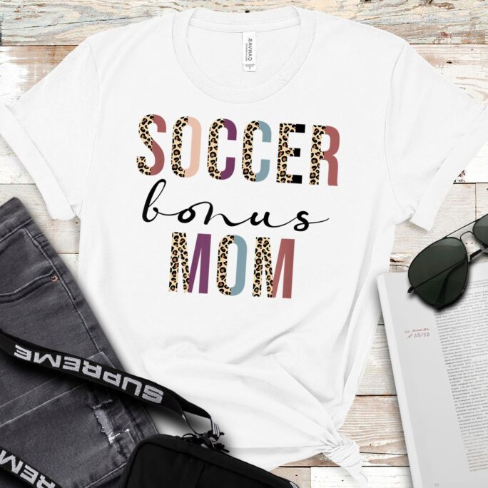 Soccer Bonus Mom, Mom Shirt, Leopard Mothers Day T-Shirt Womens Gift, Gift For Mom, Her, Lucky Shirt, Mother Shir