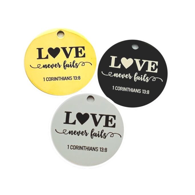 Love Charm, 1 Corinthians 138, Never Fails, Stainless Steel Charms, Quote Charm, Jewelry Making, Charms For Jewelry, Inspirational