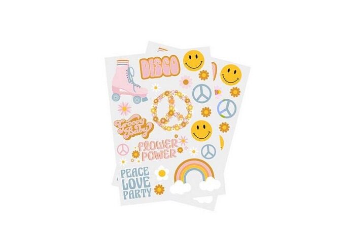 Peace Love & Party Temporary Tattoos | Groovy Birthday Or Baby Shower