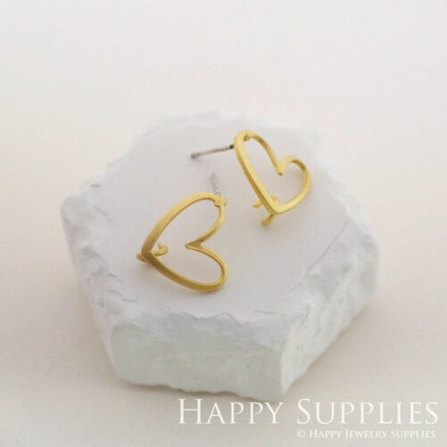 Alloy Love Earring Stud - Matt Gold Plated Earrings, Studs/Posts, Jewelry Supplies | Ke047