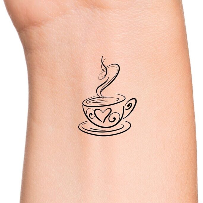 Coffee Cup Love Temporary Tattoo/Coffee Tattoo Tea