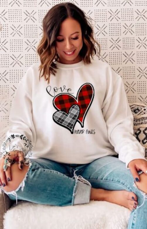 Love Never Fails Sweatshirt, Valentine's Day Gifts, Cute Sweatshirt