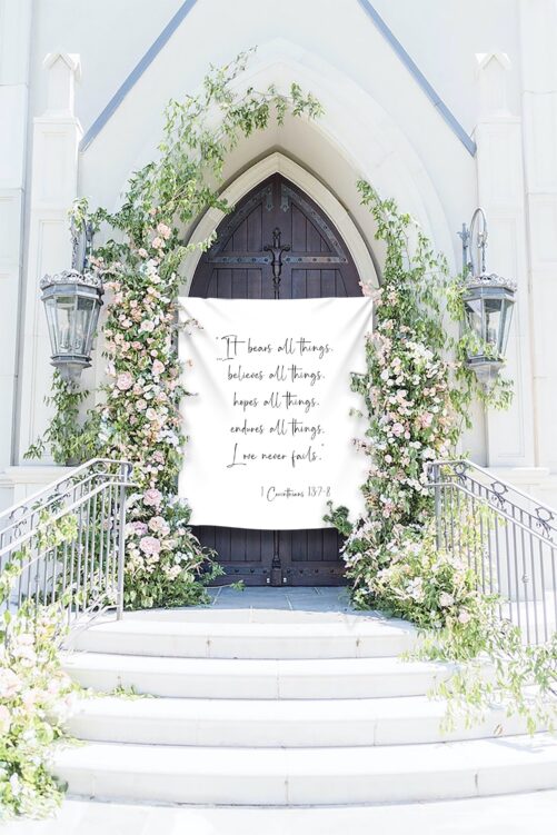 1 Corinthians 13 Backdrop Bible Quote Sign Personalized Wedding Banner Bridal Shower Decoration Minimalist Welcome Calligraphy
