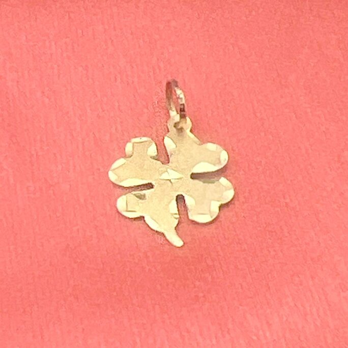 14K Gold Four Leaf Clover Charm-Vintage, Estate - Pendant - Diamond Cut - Lucky - St. Patrick's Day - Irish - Charm Only - Yellow