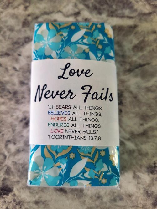 2x4 Printed Stickers Tissue Wrappers Love Never Fails Pioneer School Gift Labels
