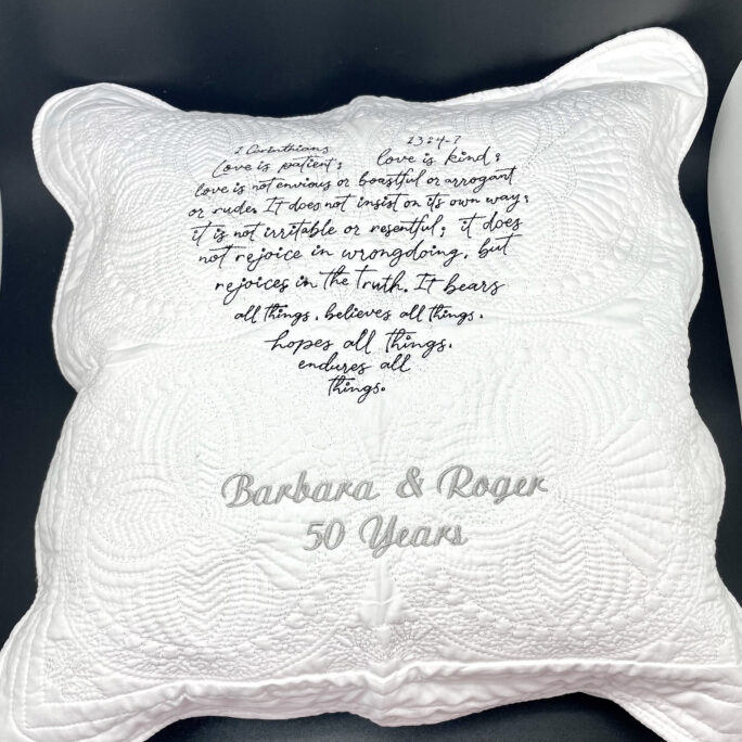 Anniversary Gift Pillow, 1 Corinthians 13 Love Is Patient Scripture, Christian Gift For Couple, Parent Gift, Personalized 18x18 Pillow