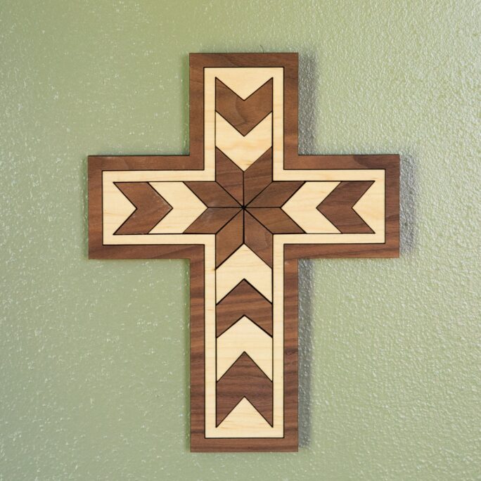 Barn Quilt Wood Cross, Wall Hanging Decorative Religious Gift, Christian Cross Decor, Wooden