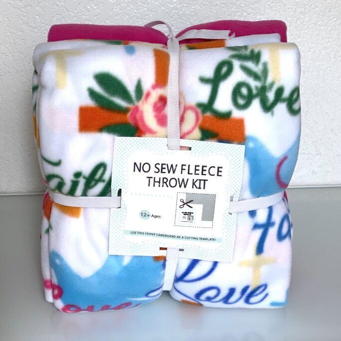 Faith, Hope & Love Crosses Anti-Pill Premium Fleece Fabric No Sew Throw Kit | 50x60