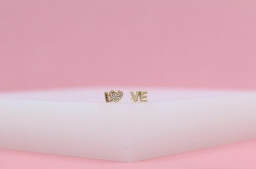 18K Gold Filled Love Earrings Studs For Wholesale Jewelry Findings Statement