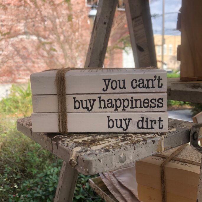 Buy Dirt Farmhouse Book Stack Hand Stamped Rustic Decor, Tired Tray Country Chic, Mantle