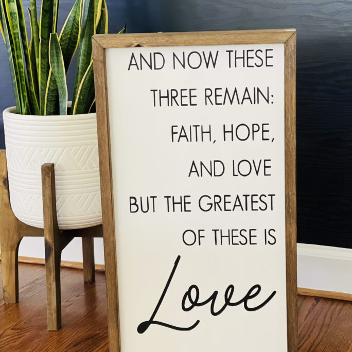 Christian Wedding Sign| Gift For Couple | Gift| Home| Faith Hope Love Sign