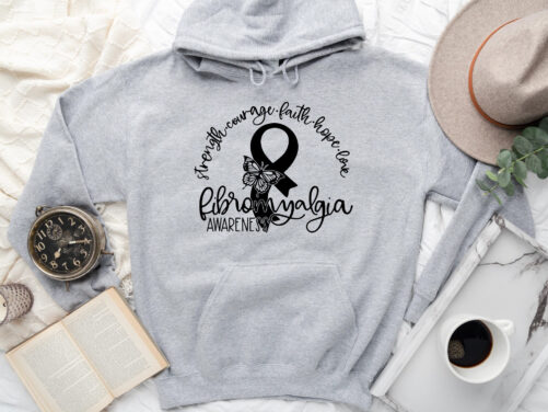 Fibromyalgia Awareness Sweatshirt, Ribbon Hoodie, Faith Hope Love Lupus Sweat, Aware Gift, Chronic Illness