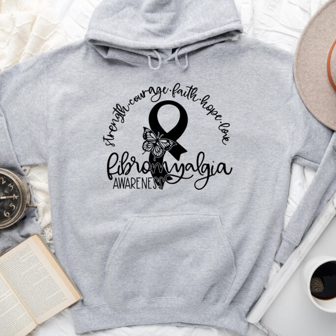 Fibromyalgia Awareness Sweatshirt, Ribbon Hoodie, Faith Hope Love Lupus Sweat, Aware Gift, Chronic Illness