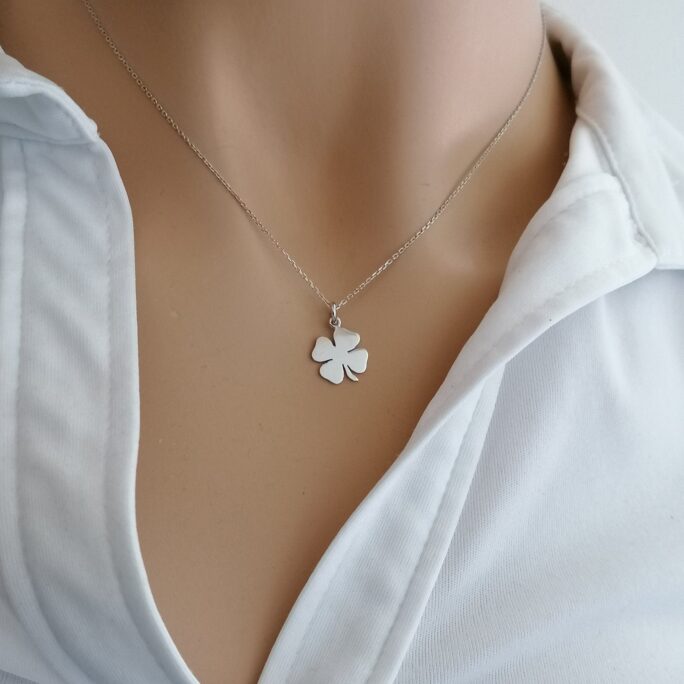 Lucky Shamrock Necklace Engraved Initials - No Chain Custom Order