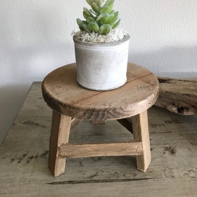 Small Handmade Round Wood Riser, Reclaimed Wood, Display Stool, Kitchen Gifts