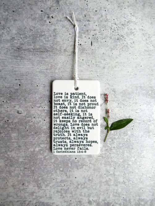 Corinthians Ceramic Wall Tag 13 Sign Love Quote Bible Verse Christmas Gift Ornament