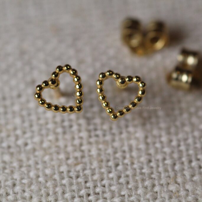 Love Earrings/Baby 14K Yellow Heart Love Best Gift For My Baby Handmade in Nyc