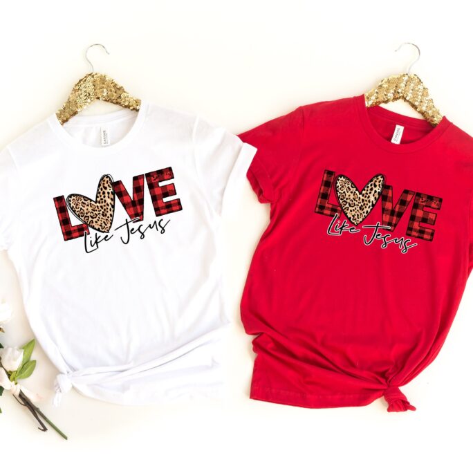 Love Like Jesus Shirt, Religious Valentines Day Be Mine Gift For Her, Leopard Shirt