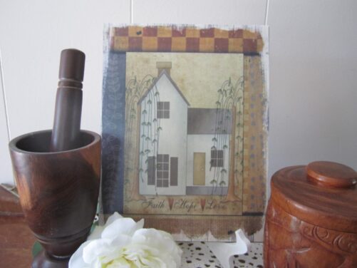 Primitive House Sign With Willow Trees Prim Decor