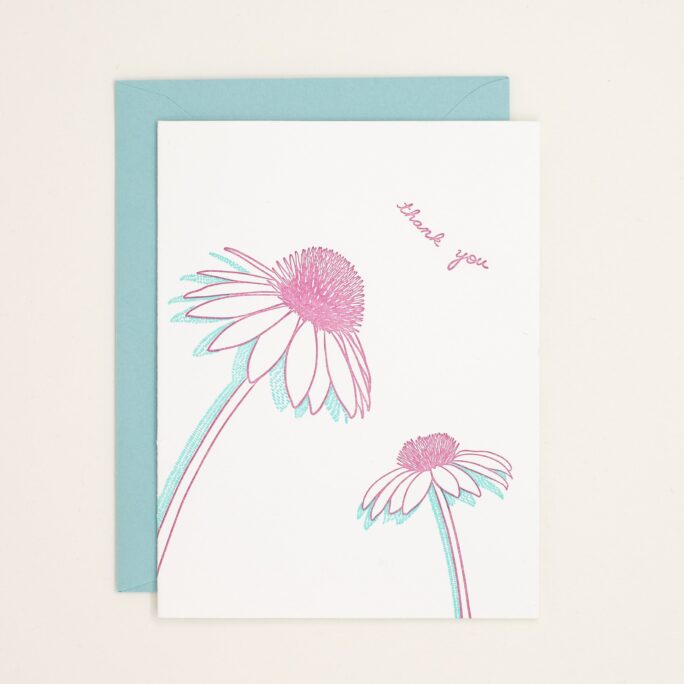 Thank You Flowers Letterpress Cards - Wedding Card Bridal Shower