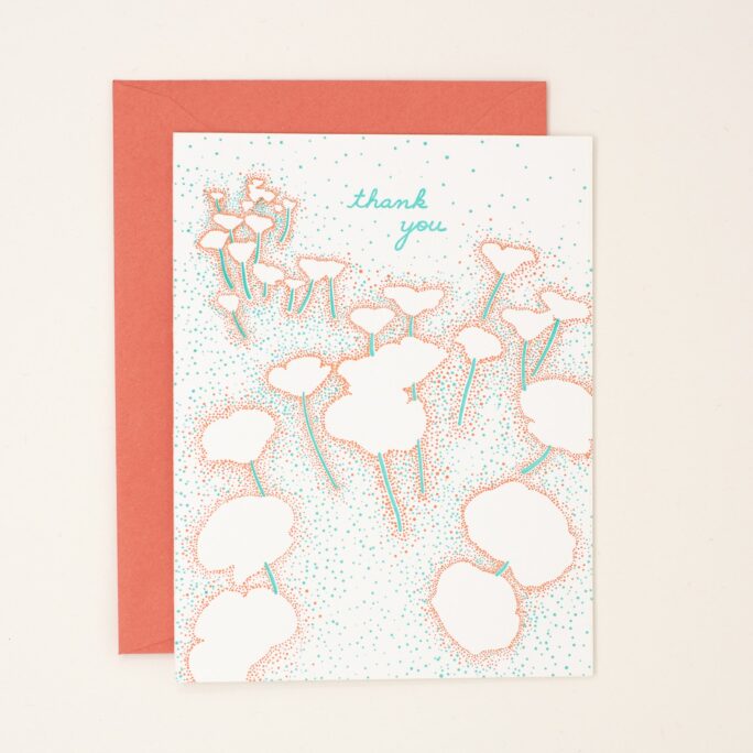 Thank You Poppies Letterpress Cards - Wedding Card Bridal Shower