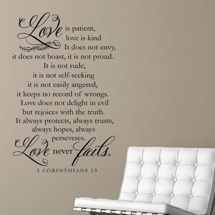 Love Is Patient, Love Kind, 1 Corinthians 13 Wall Decal, Christian Decor, Scripture Verse Chapter Of Bible