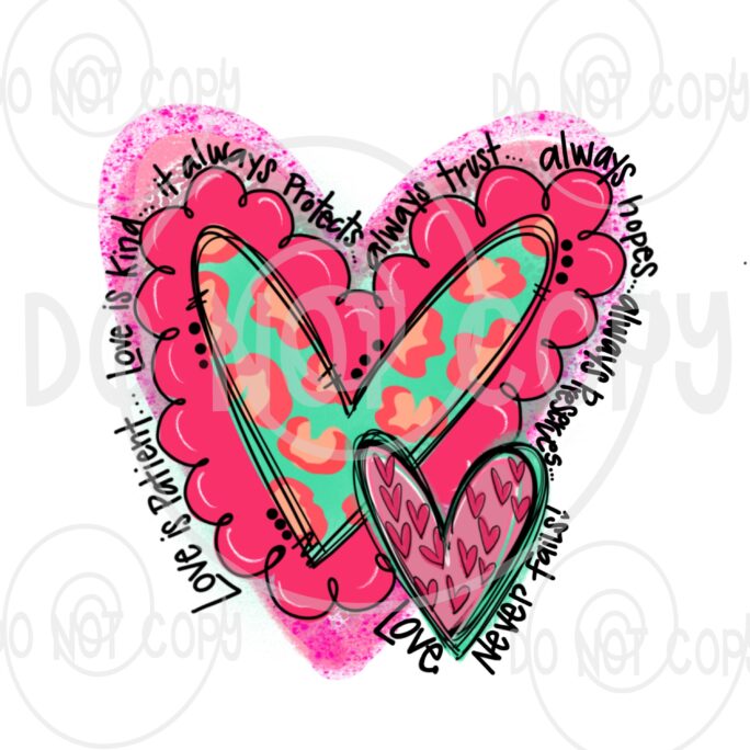 Love Never Fails Print/Valentines Religious Design/ Diy Sublimation Transfer/ Heat Press Required/ No Digitals Sold