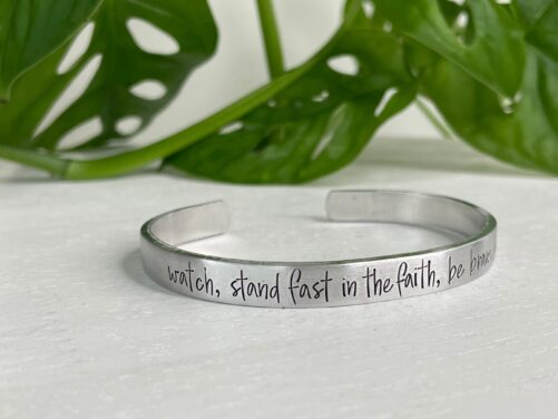 Watch, Stand Fast in The Faith, Be Brave, Strong | 1 Corinthians 1613 Scripture Bracelet Christian Gift For Her Encouragement