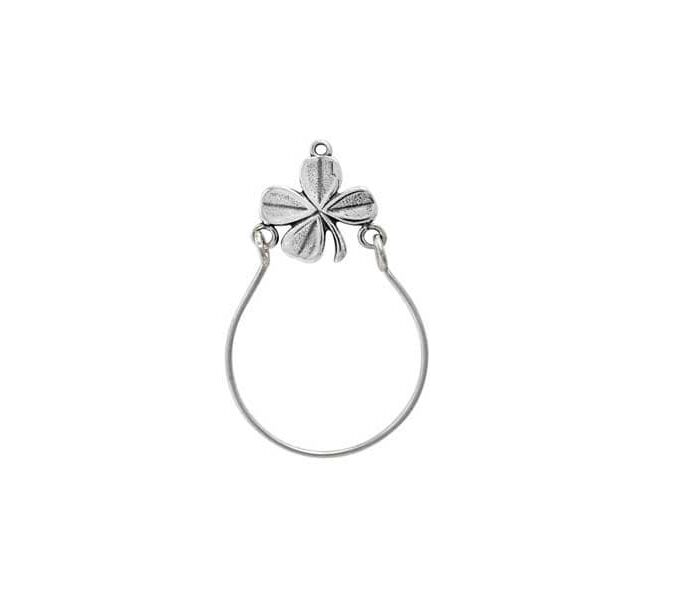 Charm Holder Sterling Silver, 4 Leaf Clover, Good Luck Jewelry, Irish Jewelry