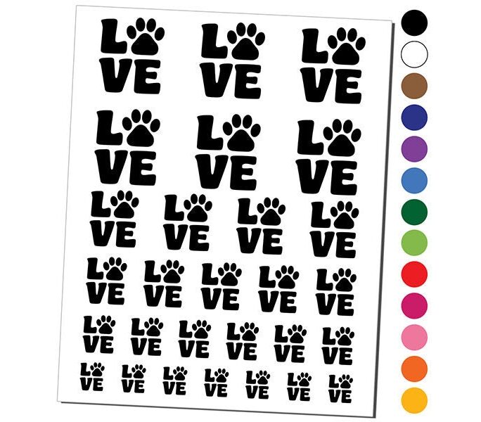 Love Stacked Paw Print Temporary Tattoo Water Resistant Fake Body Art Set Collection