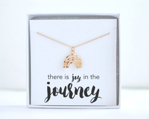 Meaningful Gifts For Her, Rose Gold Filled Rainbow Necklace, Inspirational Jewelry Women, Joy in The Journey Message Card, Necklace