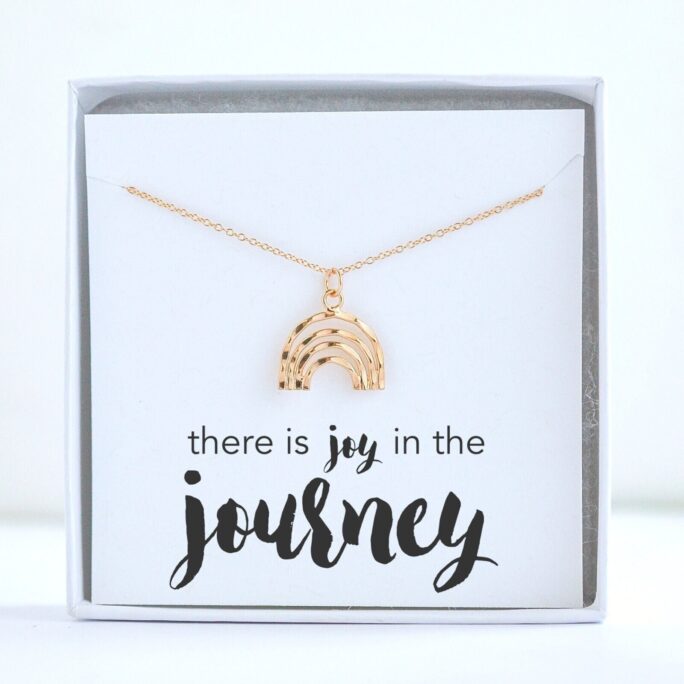 Meaningful Gifts For Her, Rose Gold Filled Rainbow Necklace, Inspirational Jewelry Women, Joy in The Journey Message Card, Necklace